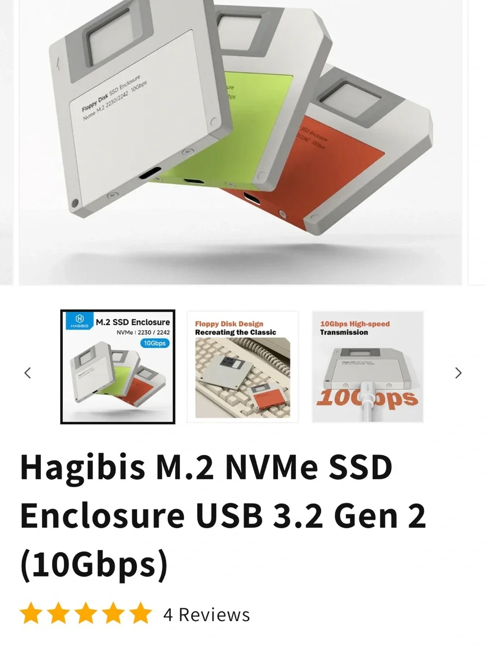 Hagibis White M.2 NVMe 2242/2230 SSD Enclosure